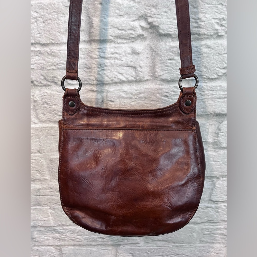 FRYE Melissa Saddle Bag Leather Cognac Crossbody - Picture 6 of 16